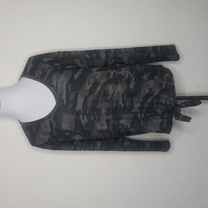 Homegirl Society Waffle Weave camo lightweight tie front shirt size 2x New